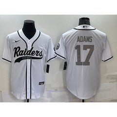 Men's Las Vegas Raiders #17 Davante Adams White Grey Cool Base Stitched Baseball Jersey 