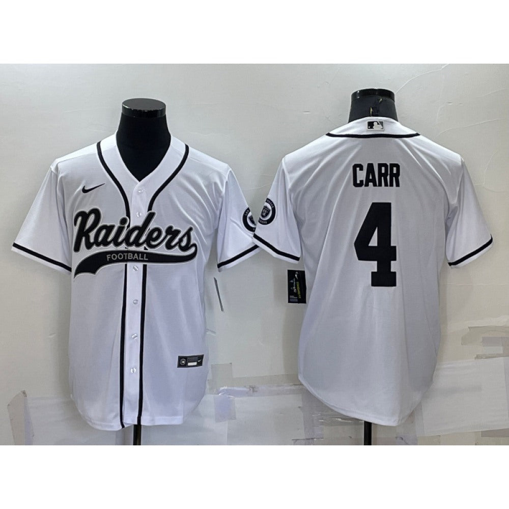 Men's Las Vegas Raiders #4 Derek Carr White Cool Base Stitched Baseball Jersey 
