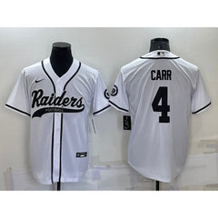 Men's Las Vegas Raiders #4 Derek Carr White Cool Base Stitched Baseball Jersey 