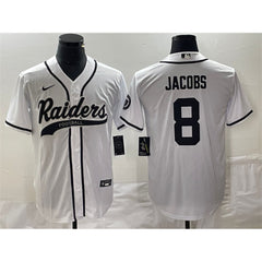 Men's Las Vegas Raiders #8 Josh Jacobs White Cool Base Stitched Baseball Jersey 
