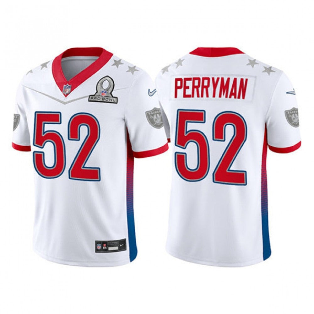 Men's Las Vegas Raiders #52 Denzel Perryman 2022 White AFC Pro Bowl Stitched Jersey 