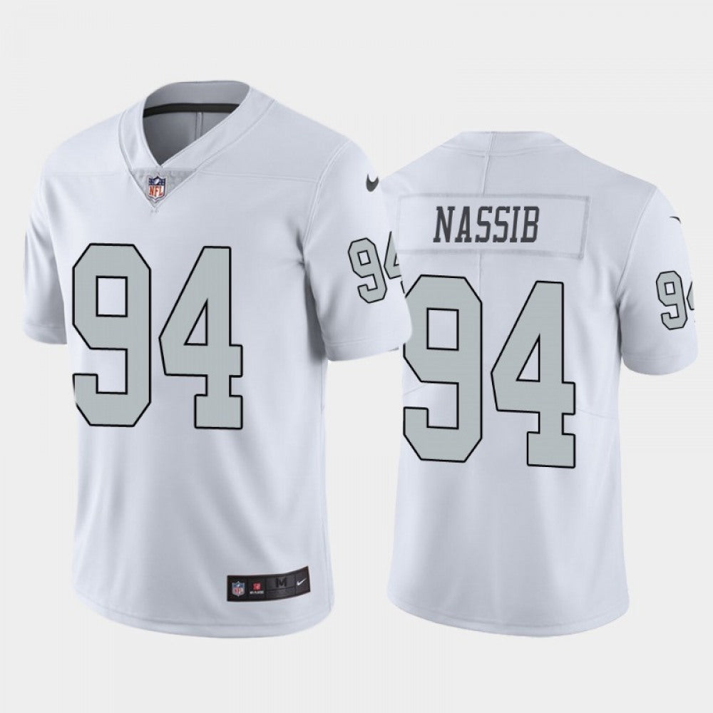 Men's Las Vegas Raiders #94 Carl Nassib White Color Rush Stitched Jersey 