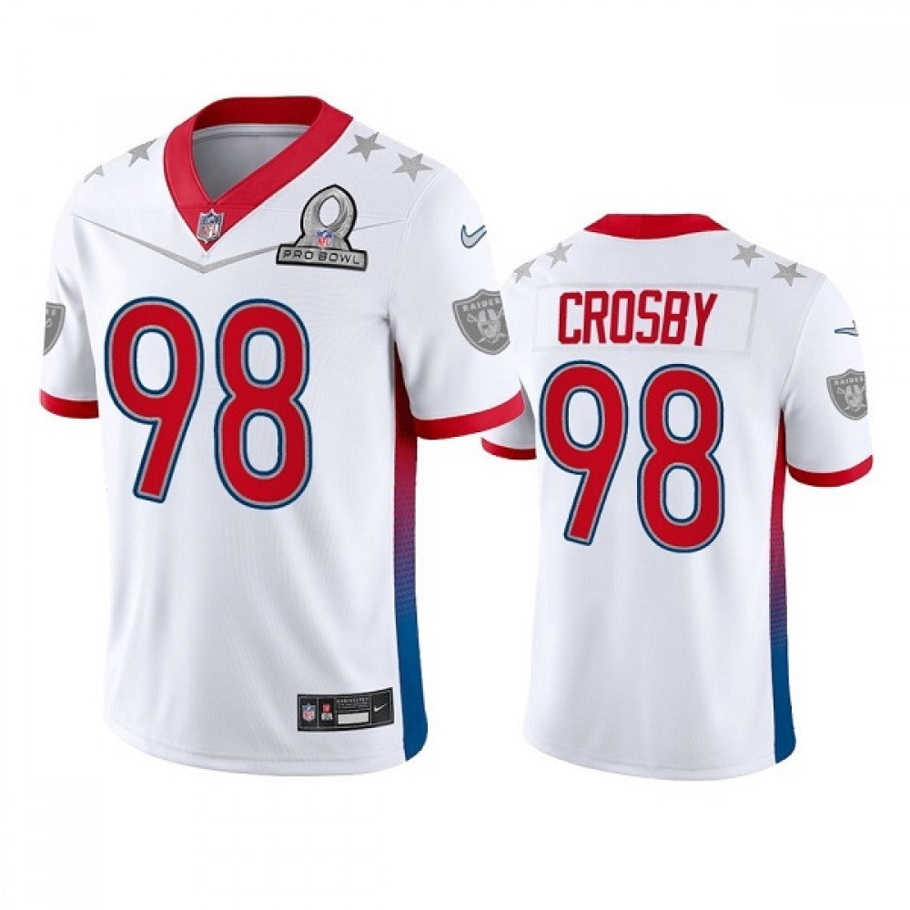 Men's Las Vegas Raiders #98 Maxx Crosby 2022 White Pro Bowl Stitched Jersey 