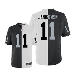 Raiders #11 Sebastian Janikowski White/Black Men's Stitched NFL Elite Split Jersey 