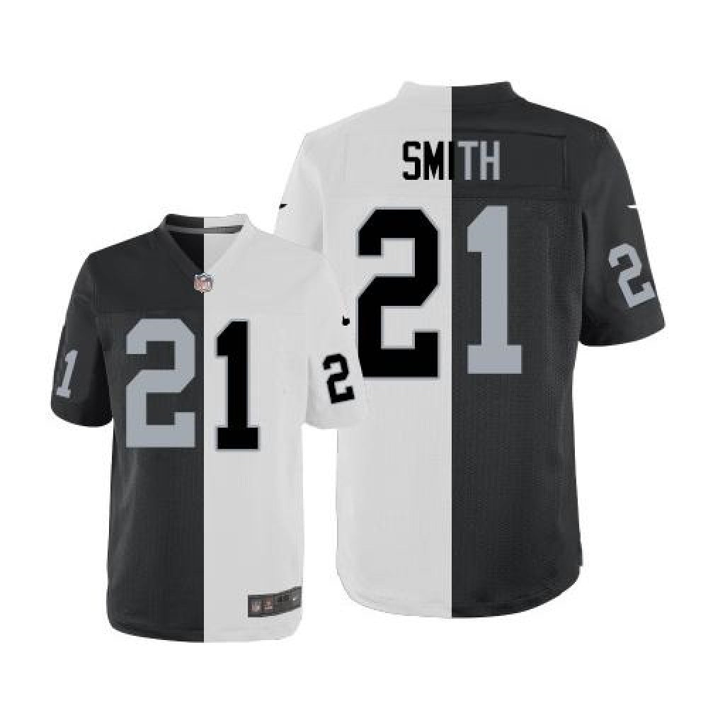 Raiders #21 Sean Smith White/Black Men's Stitched NFL Elite Split Jersey 