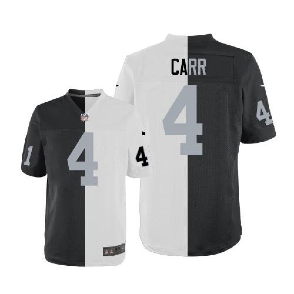 Raiders #4 Derek Carr White/Black Men's Stitched NFL Elite Split Jersey 