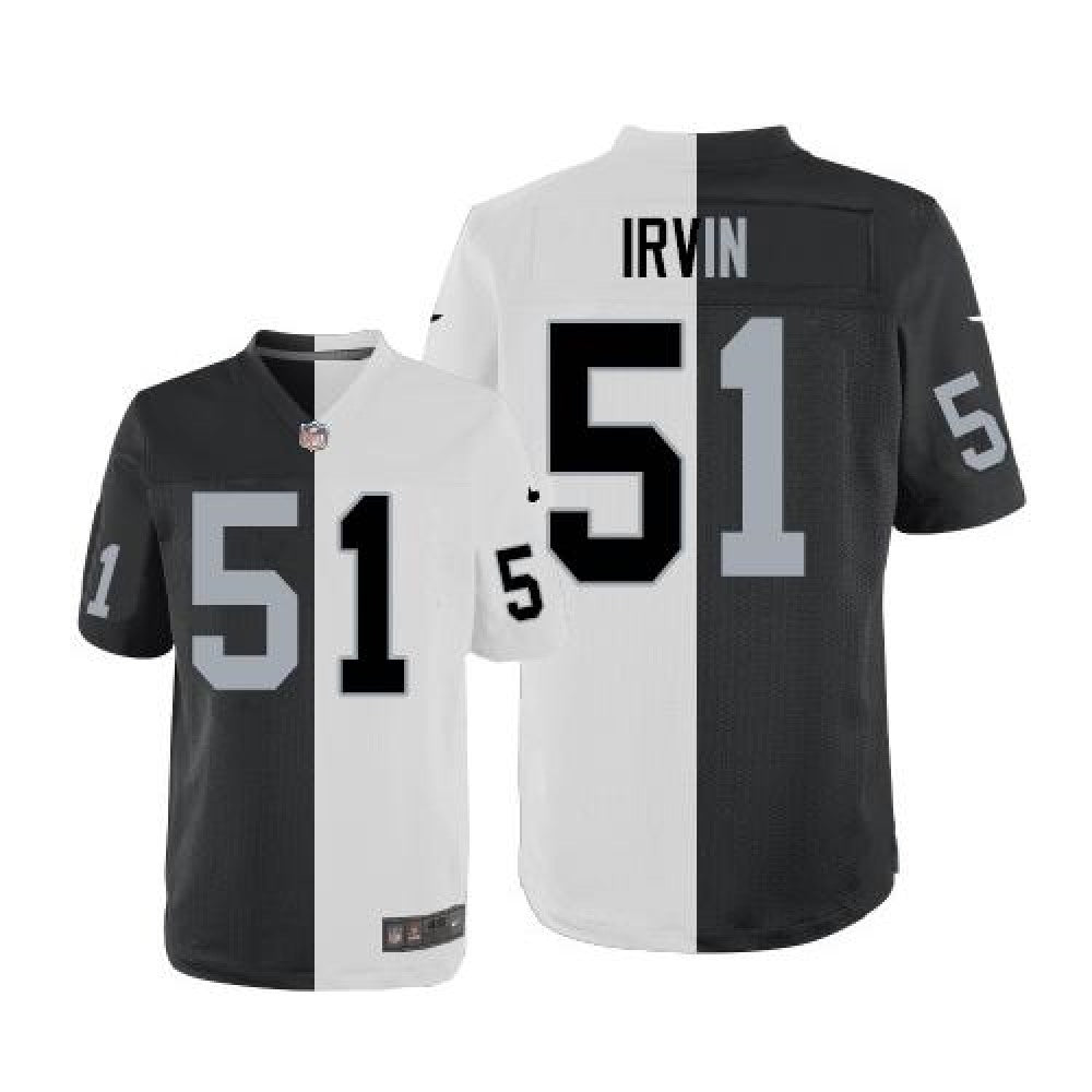 Raiders #51 Bruce Irvin White/Black Men's Stitched NFL Elite Split Jersey 
