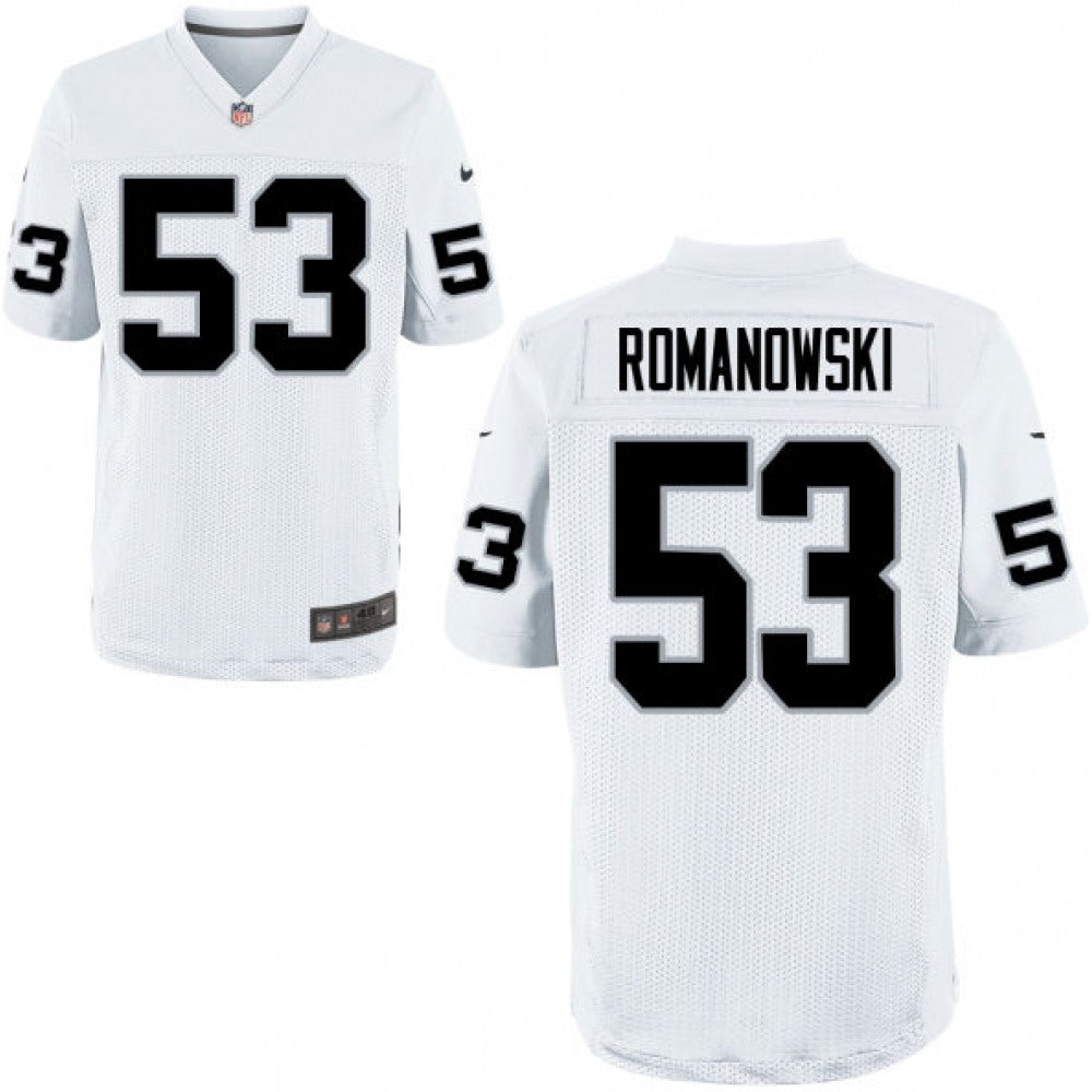 Men's Oakland Raiders Retired Player #53 Bill Romanowski White NFL Elite Jersey 