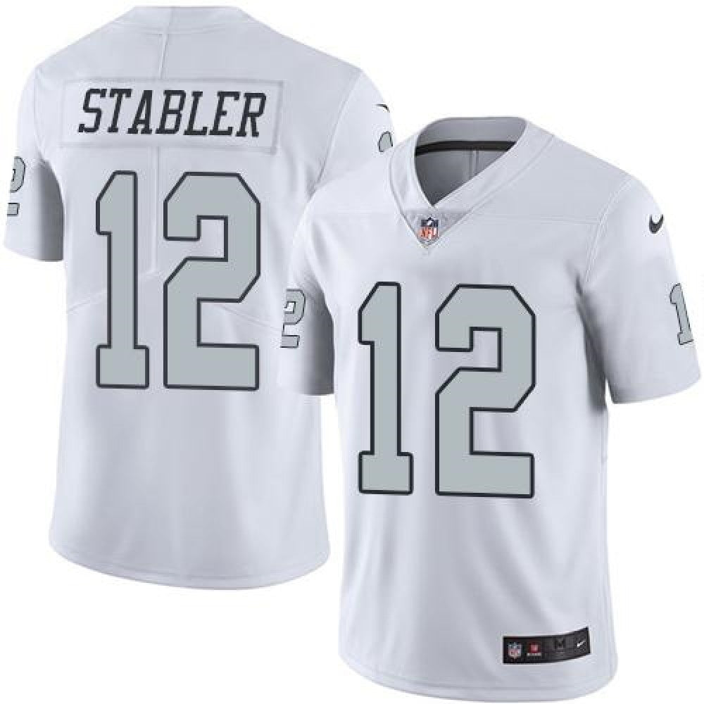 Raiders #12 Kenny Stabler White Men's Stitched NFL Limited Rush Jersey 
