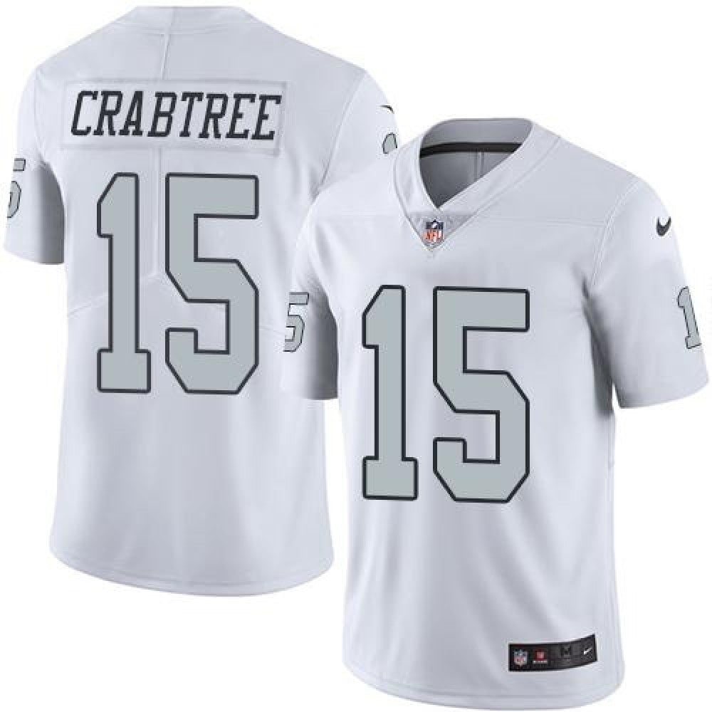 Raiders #15 Michael Crabtree White Men's Stitched NFL Limited Rush Jersey 