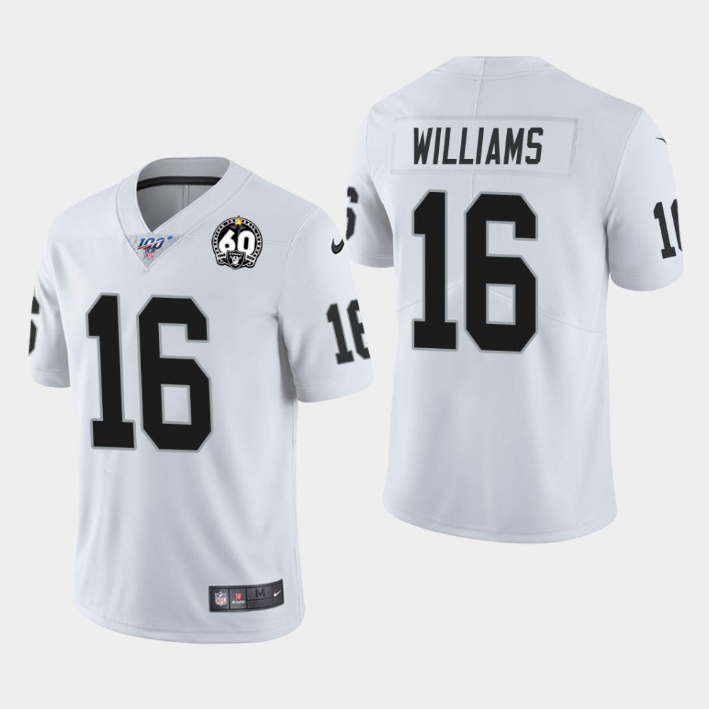 Men's Oakland Raiders #16 Tyrell Williams White 100th Season with 60 Patch Vapor Limited Stitched NFL Jersey 