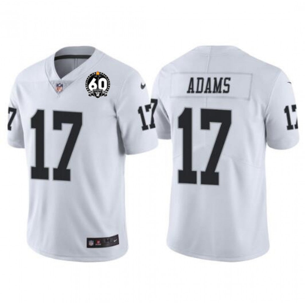 Men's Las Vegas Raiders #17 Davante Adams White With 60th Anniversary Patch Vapor Limited Stitched Jersey 