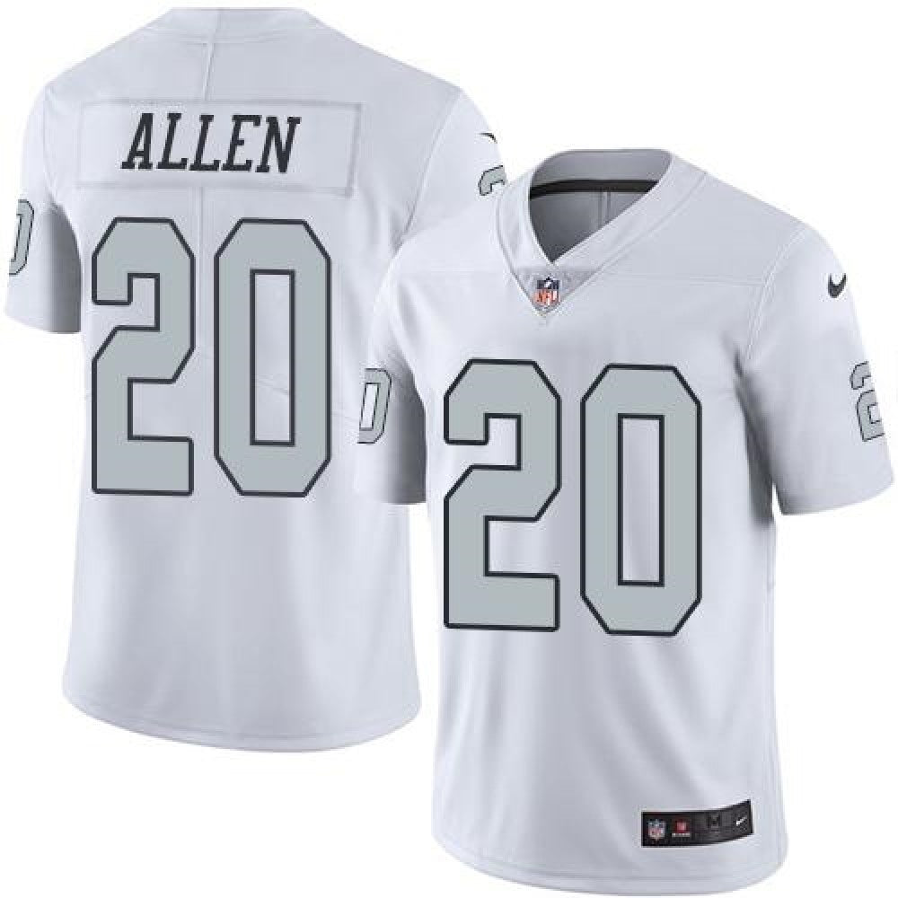 Raiders #20 Nate Allen White Men's Stitched NFL Limited Rush Jersey 