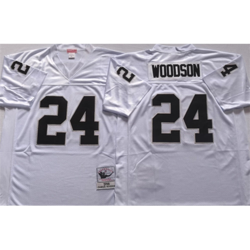 Men's Las Vegas Raiders #24 Charles Woodson White Limited Stitched Jersey 