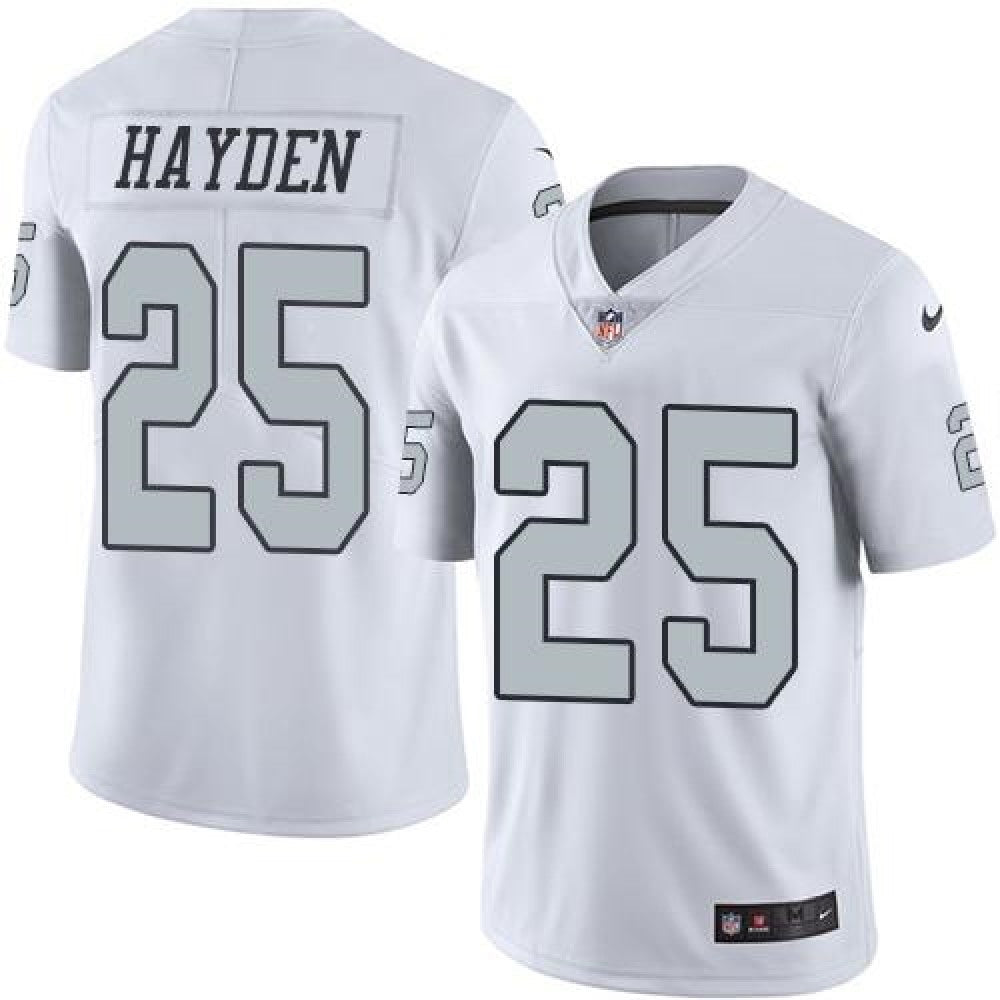 Raiders #25 D.J. Hayden White Men's Stitched NFL Limited Rush Jersey 