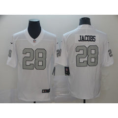 Men's Oakland Raiders #28 Josh Jacobs White Color Rush Limited Stitched NFL Jersey 
