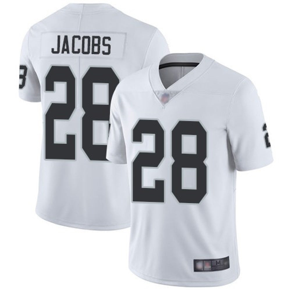 Men's Oakland Raiders #28 Josh Jacobs White Vapor Untouchable Limited Stitched NFL Jersey 
