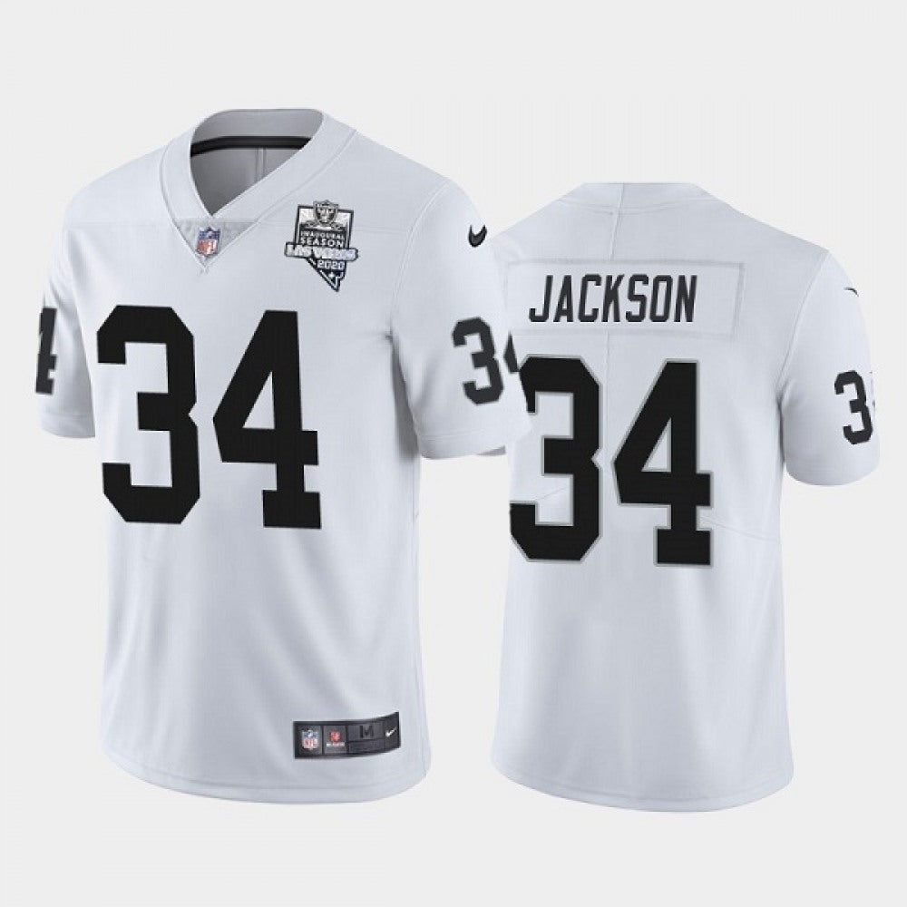 Men's Las Vegas Raiders #34 Bo Jackson White 2020 Inaugural Season Vapor Limited Stitched Jersey 