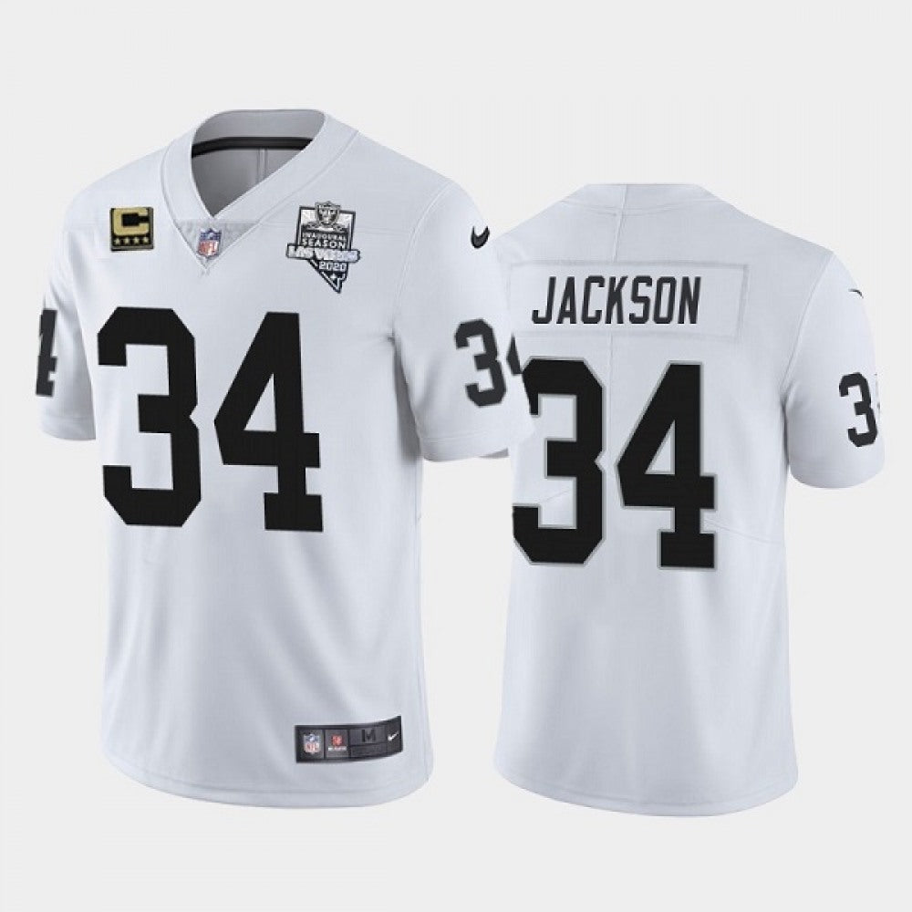 Men's Las Vegas Raiders #34 Bo Jackson White 2020 Inaugural Season With C Patch Vapor Limited Stitched Jersey 