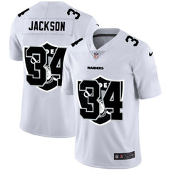 Men's Las Vegas Raiders #34 Bo Jackson White Shadow Logo Limited Stitched Jersey 