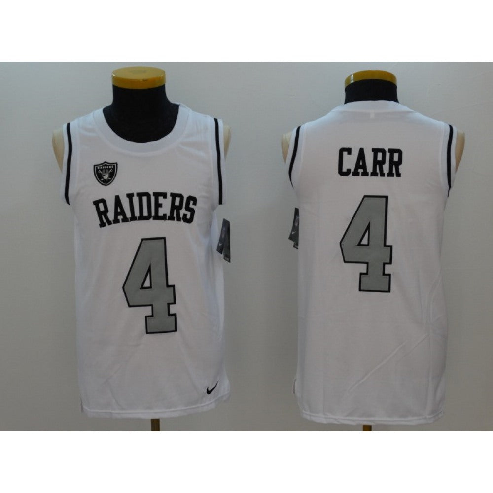 Men's Oakland Raiders #4 Derek Carr White Stitched NFL Limited Rush Tank Top Jersey 