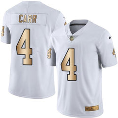 Raiders #4 Derek Carr White Men's Stitched NFL Limited Gold Rush Jersey 