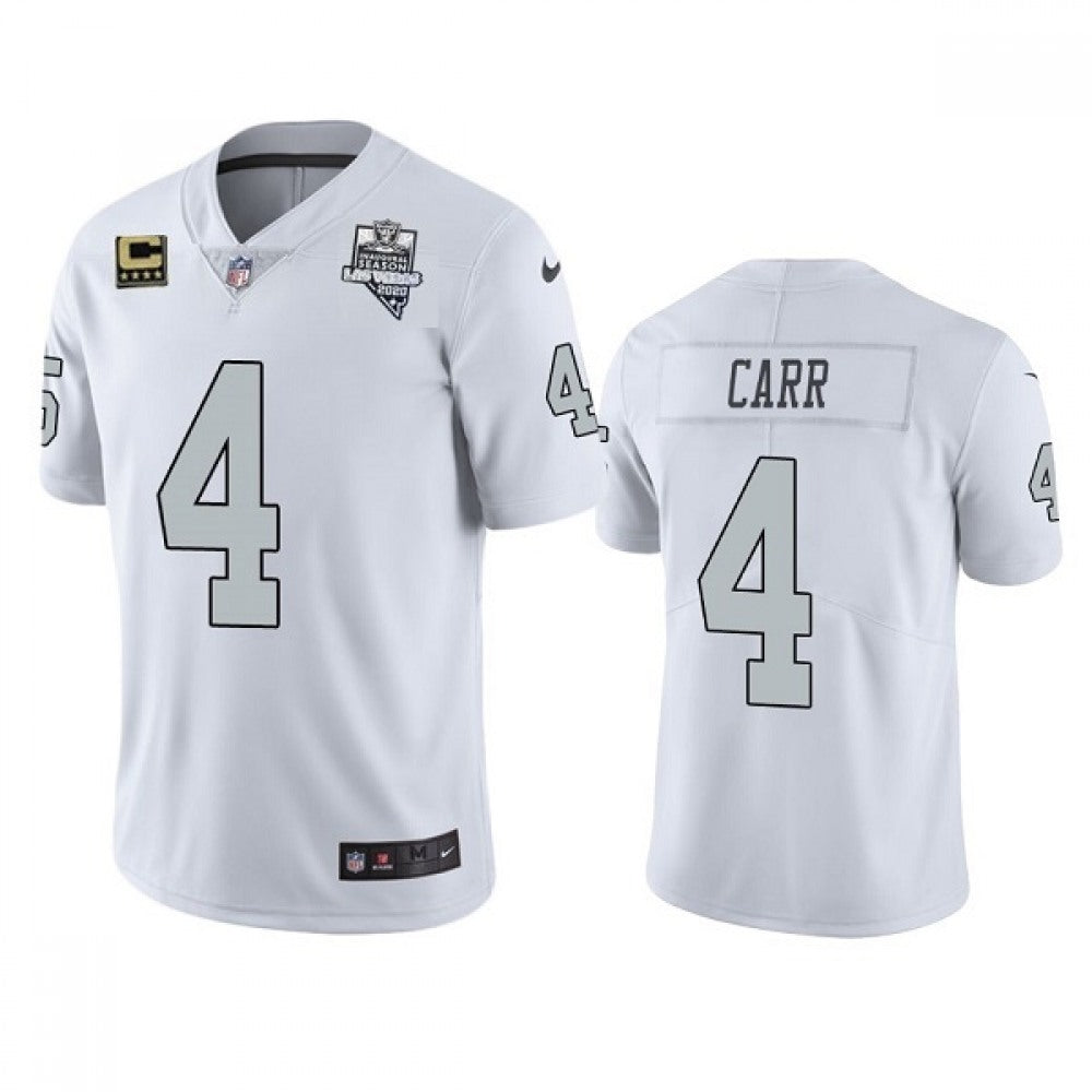 Men's Las Vegas Raiders #4 Derek Carr White 2020 Inaugural Season With C Patch Color Rush Limited Stitched Jersey 