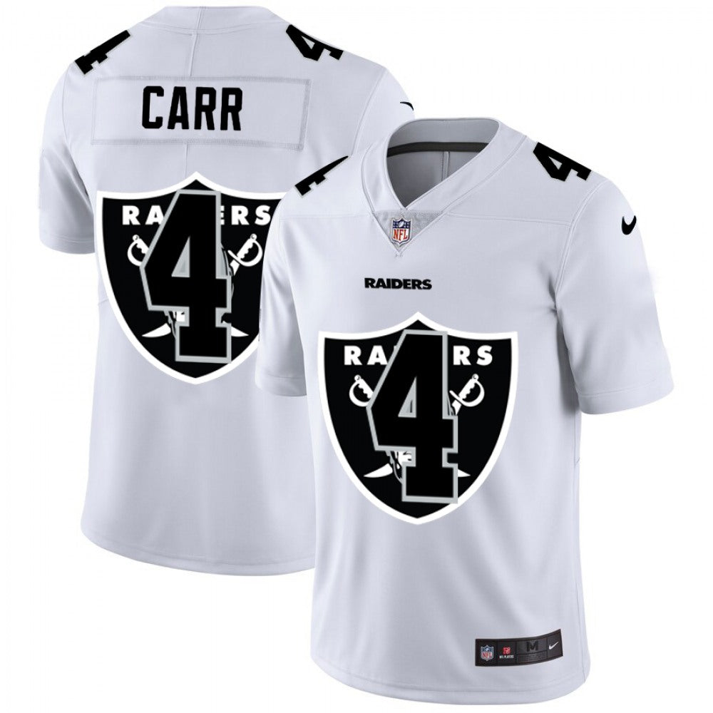 Men's Las Vegas Raiders #4 Derek Carr White Shadow Logo Limited Stitched Jersey 