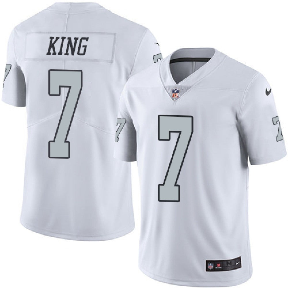Raiders #7 Marquette King White Men's Stitched NFL Limited Rush Jersey 