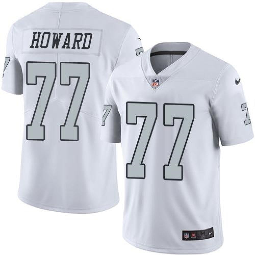 Raiders #77 Austin Howard White Men's Stitched NFL Limited Rush Jersey 