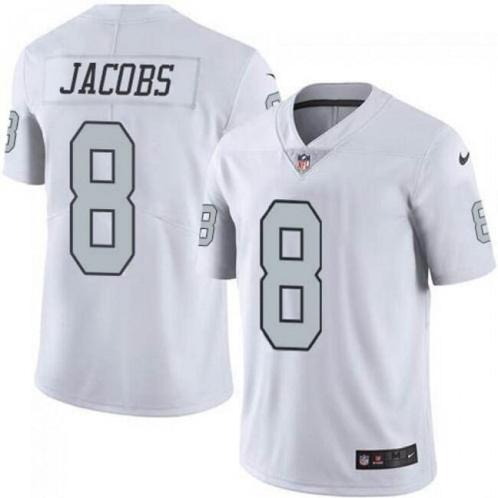 Men's Las Vegas Raiders #8 Josh Jacobs White Color Rush Limited Stitched Jersey 