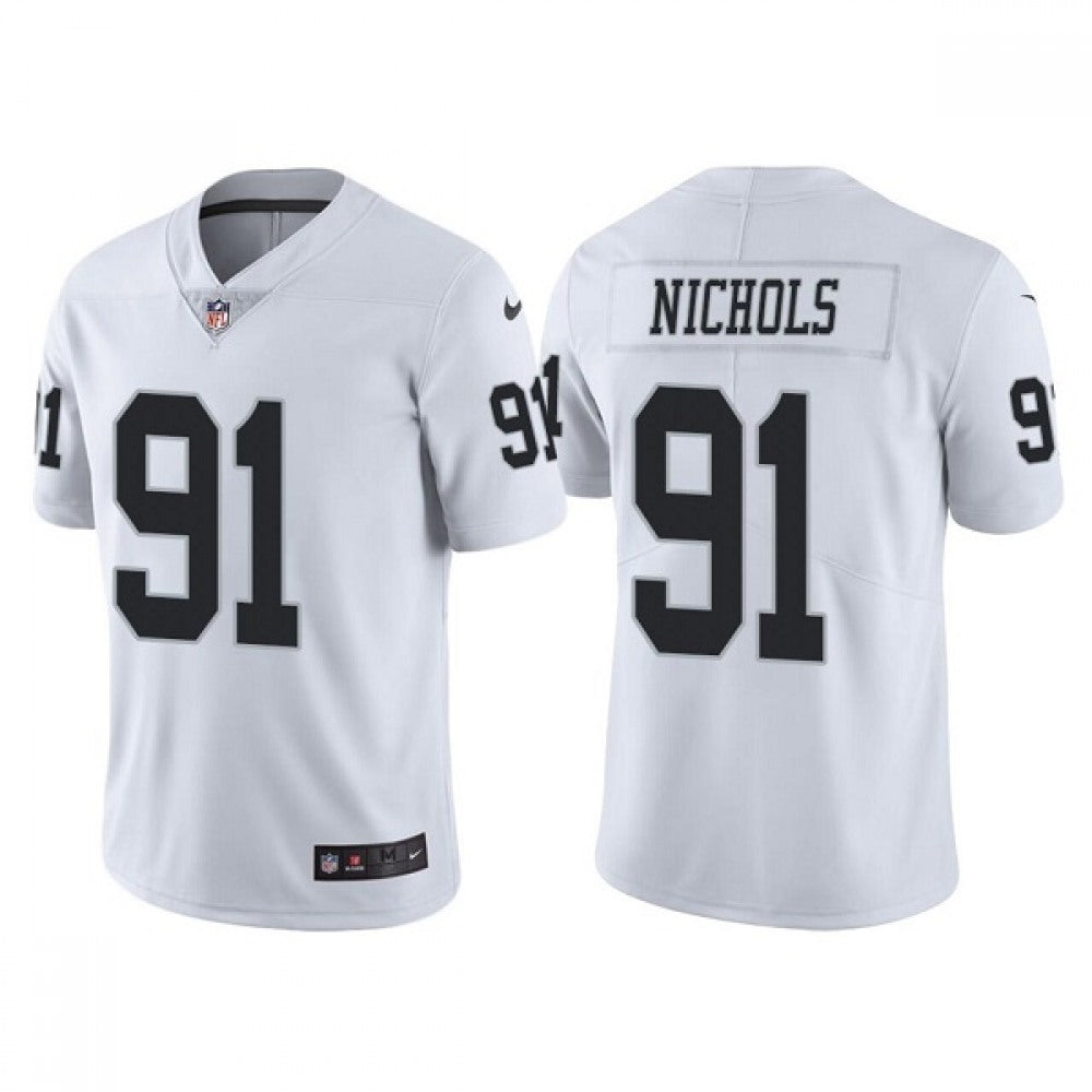 Men's Las Vegas Raiders #91 Bilal Nichols White Vapor Limited Stitched Jersey 