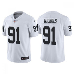 Men's Las Vegas Raiders #91 Bilal Nichols White Vapor Limited Stitched Jersey 