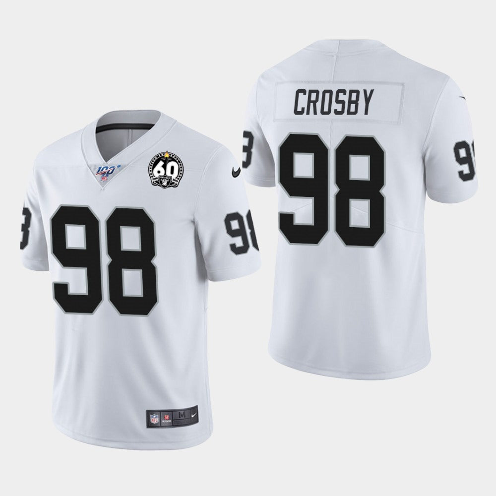 Men's Oakland Raiders #98 Maxx Crosby White 2019 100th Season With 60 Patch Vapor Untouchable Limited NFL Stitched Jersey 