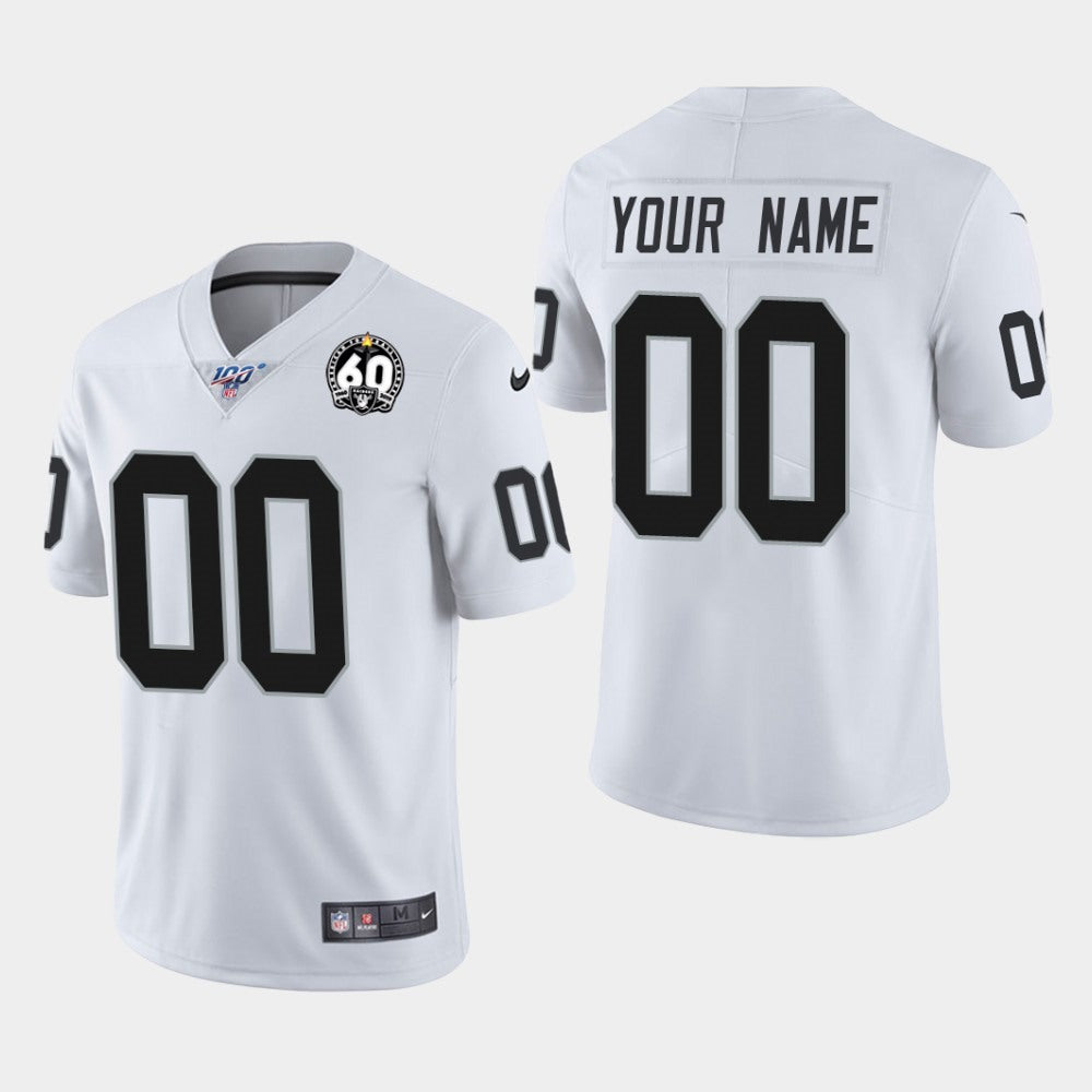 Men's Raiders ACTIVE PLAYER White 2019 100th Season With 60 Patch Vapor Limited Stitched NFL Jersey 