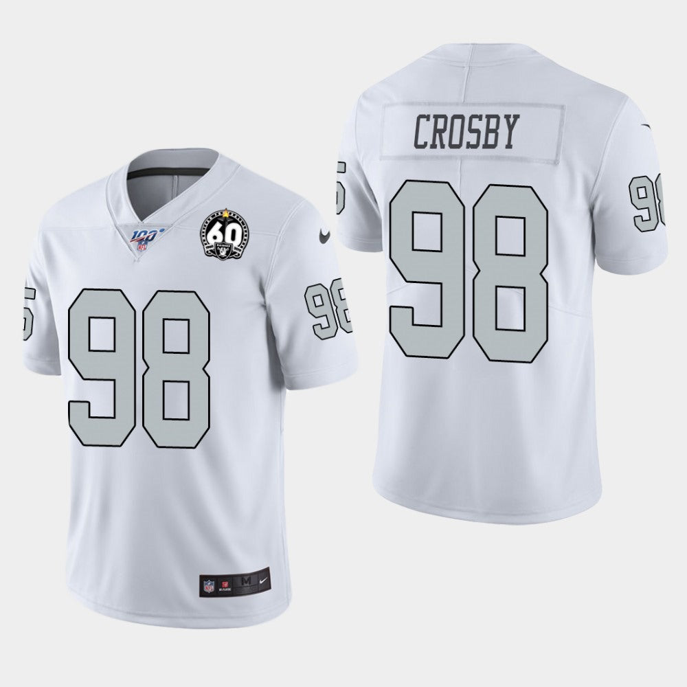 Men's Oakland Raiders #98 Maxx Crosby 2019 100th With 60 Patch Season Color Rush Stitched NFL Jersey 