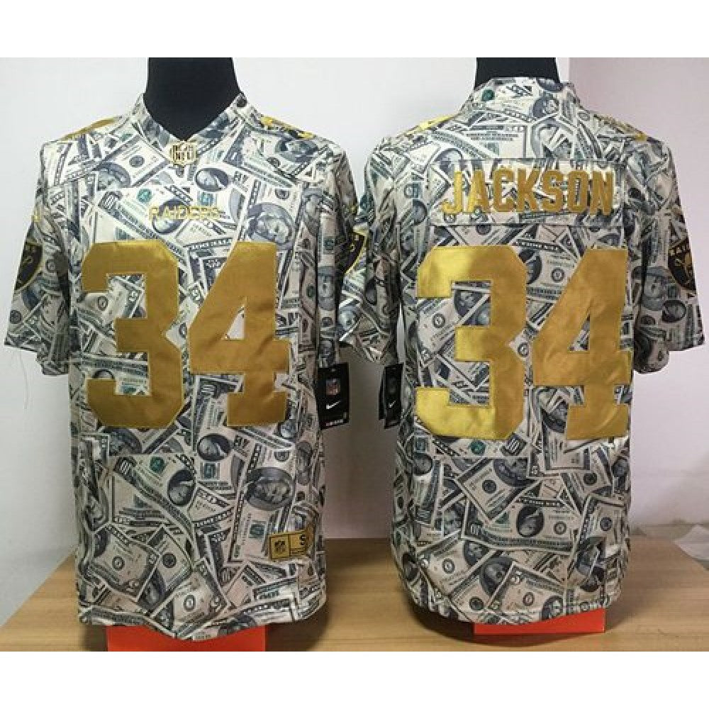 Raiders #34 Bo Jackson Dollar Fashion Men's Stitched NFL Elite Jersey 