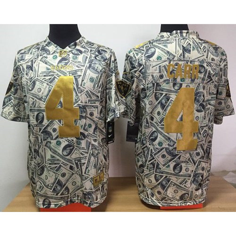 Raiders #4 Derek Carr Dollar Fashion Men's Stitched NFL Elite Jersey 