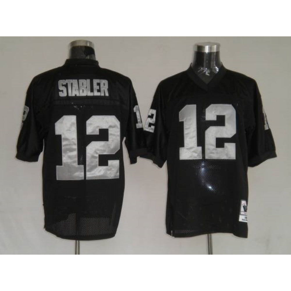 Mitchell and Ness Raiders Kenny Stabler #12 Stitched Black NFL Jersey 