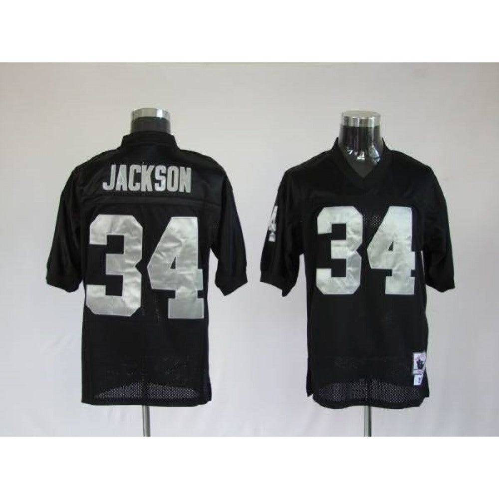 Mitchell and Ness Raiders Bo Jackson #34 Stitched Black NFL Jersey 