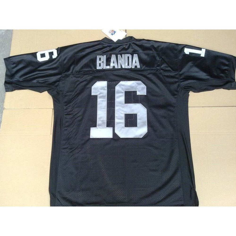 Mitchell and Ness Raiders #16 George Blanda Black Stitched Throwback NFL Jersey 