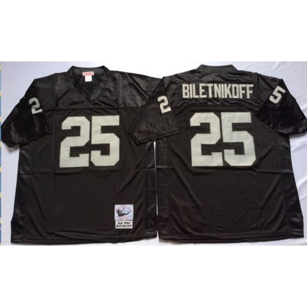Mitchell And Ness Raiders #25 Fred Biletnikoff Black Throwback Stitched NFL Jersey 