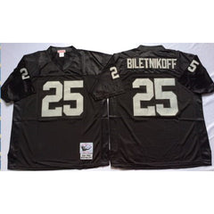 Mitchell And Ness Raiders #25 Fred Biletnikoff Black Throwback Stitched NFL Jersey 