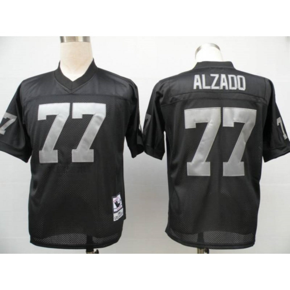 Mitchell and Ness Raiders #77 Lyle Alzado Black Stitched Throwback NFL Jersey 