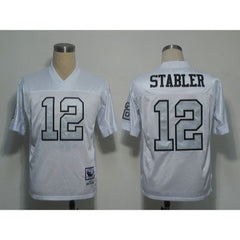 Mitchell and Ness Raiders #12 Kenny Stabler White Silver No. Stitched NFL Jersey 