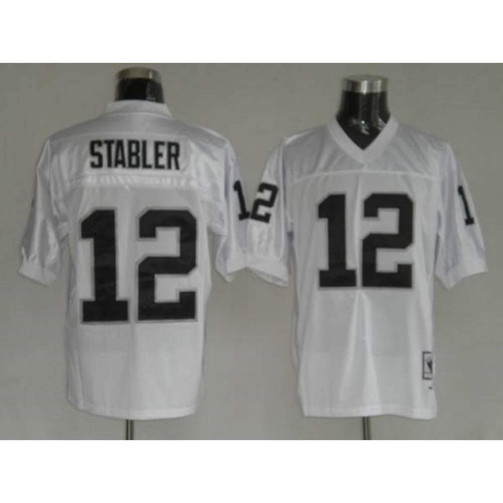 Mitchell and Ness Raiders Kenny Stabler #12 Stitched White NFL Jersey 