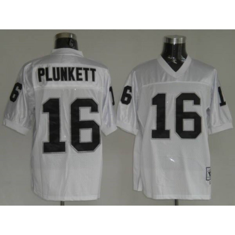Mitchell and Ness Raiders Jim Plunkett #16 Stitched White NFL Jersey 