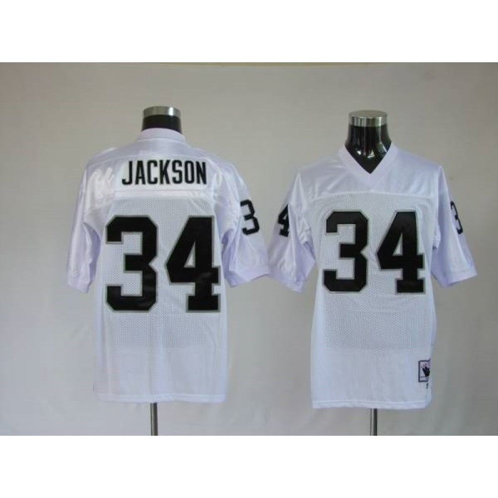 Mitchell and Ness Raiders Bo Jackson #34 Stitched White NFL Jersey 