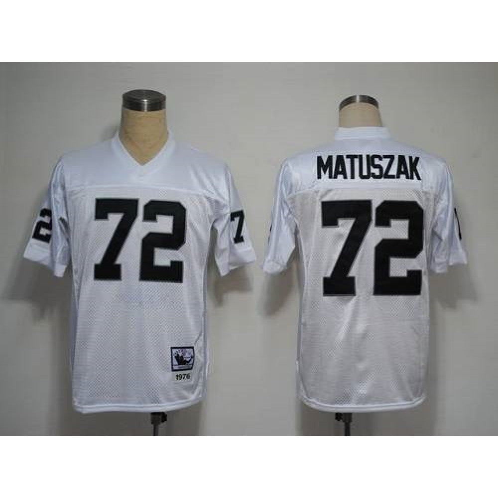 Mitchell and Ness Raiders #72 John Matuszak White Stitched NFL Jersey 