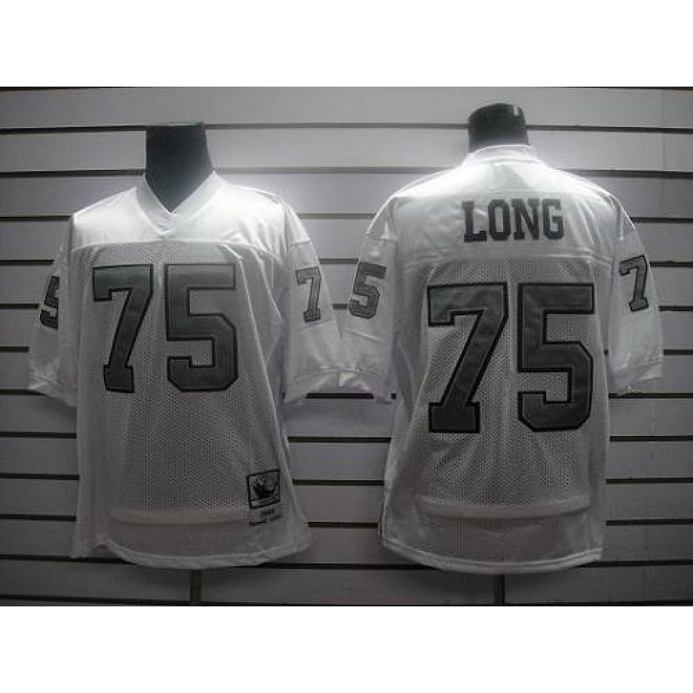 Mitchell and Ness Raiders #75 Howie Long White Silver No. Stitched NFL Jersey 
